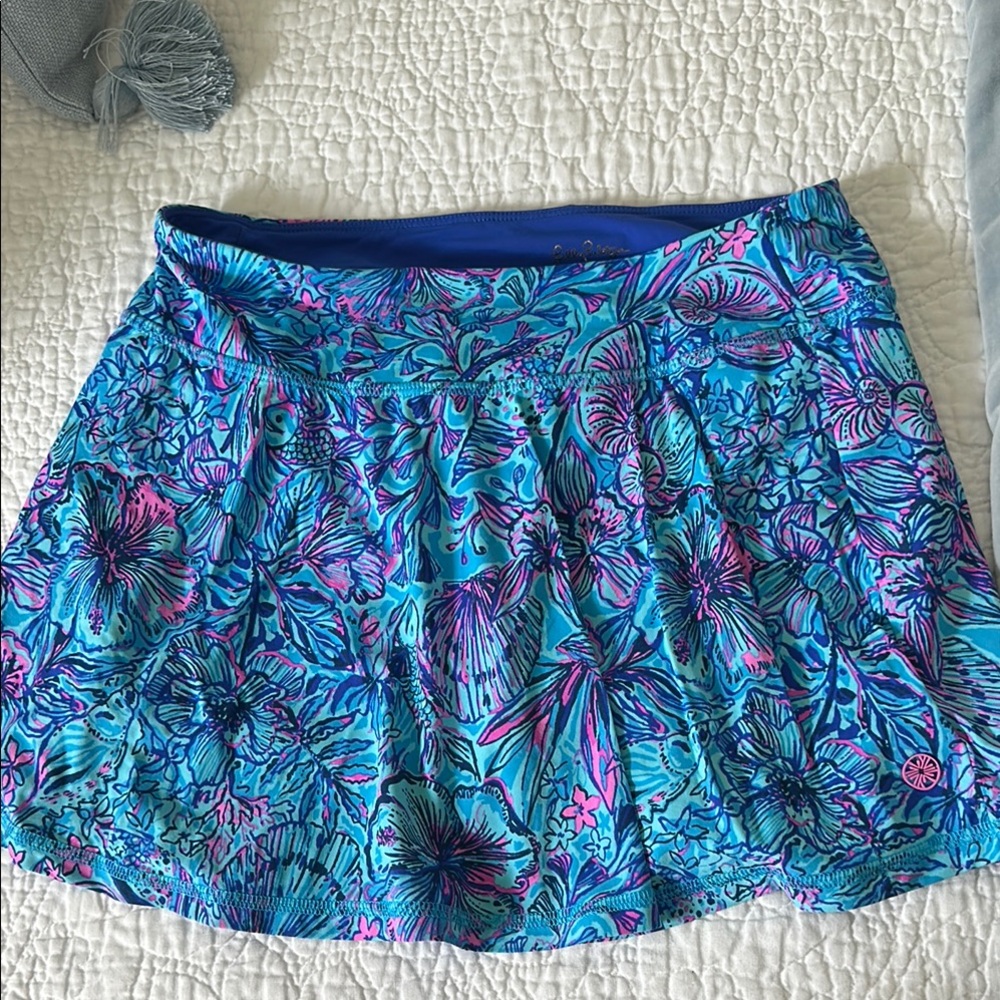 Lilly Pulitzer Blue and Purple Mini Skater Skirt